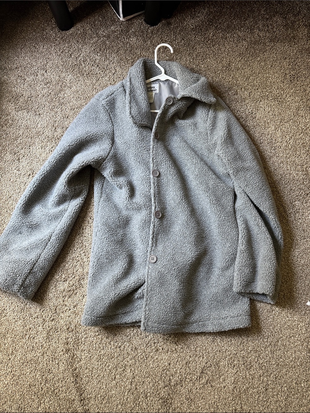 Anthony Richards Light Gray Sherpa Button-Front Pea Coat